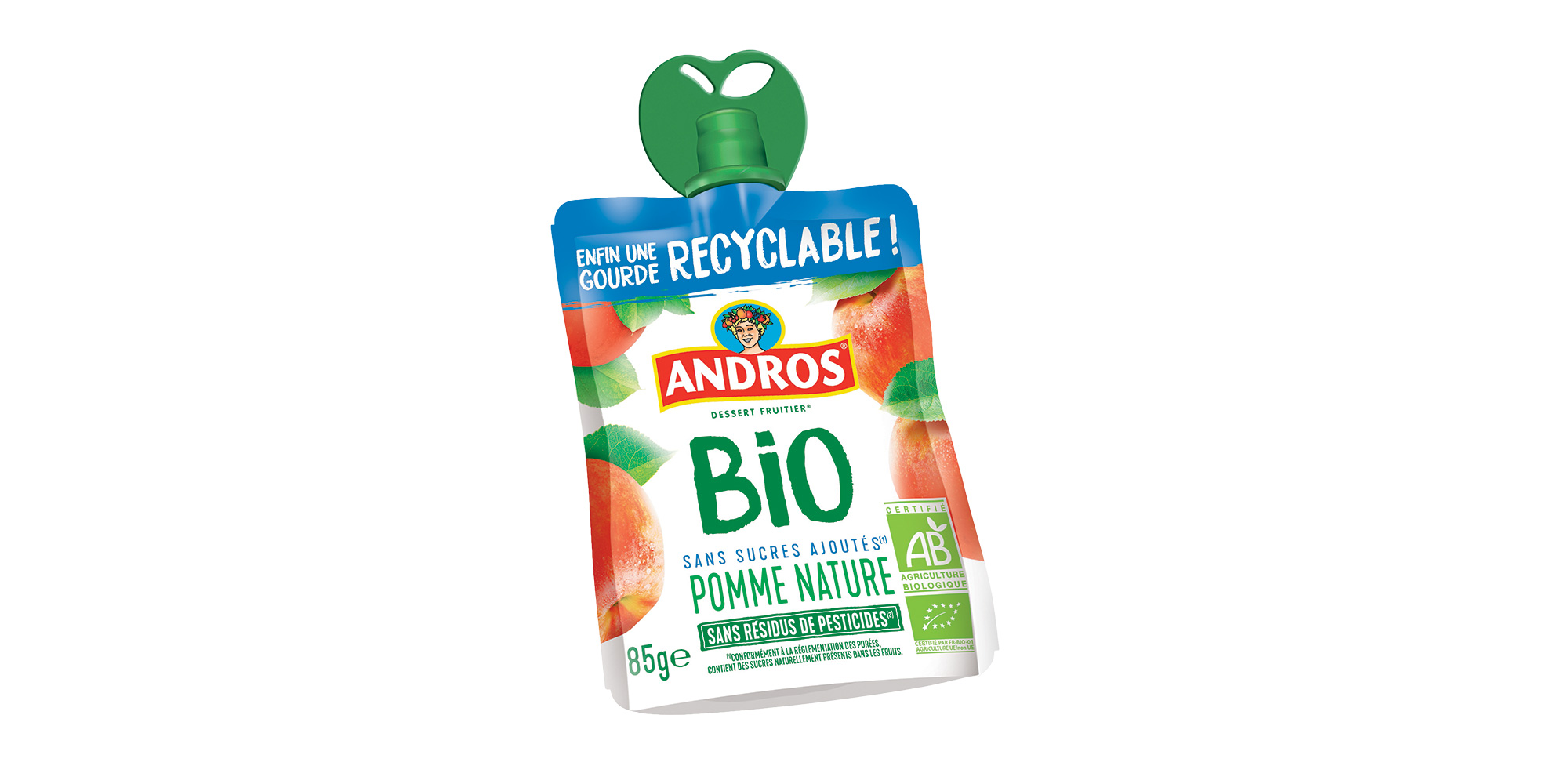 Andros lance la gourde de compote recyclable